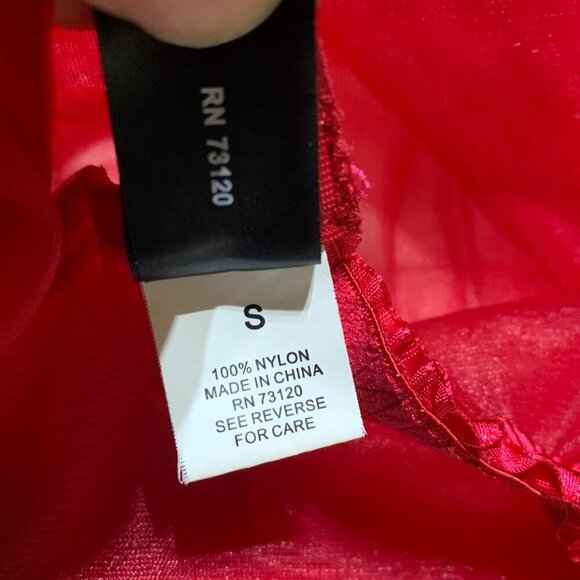 Fredricks of Hollywood Red Sheer Mesh Lace Babydoll Camisole Slip Lingerie - Picture 12 of 16